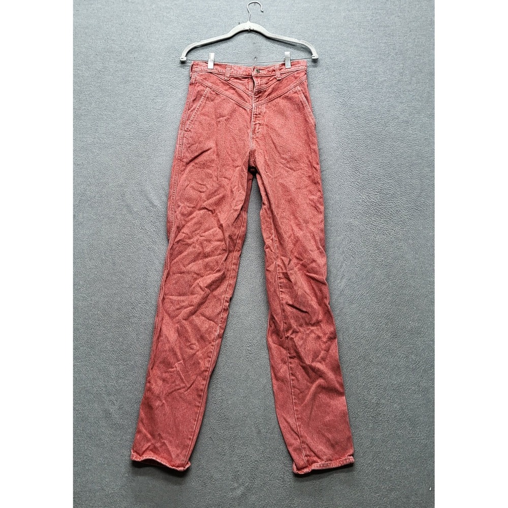 VINTAGE Wrangler Women Jeans 9 Red Denim Mom High Rise 34" Inseam 90s USA